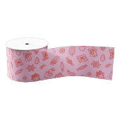 Met de hand getekende Kerst Roze en Rood Grosgrain Lint (Spoel)
