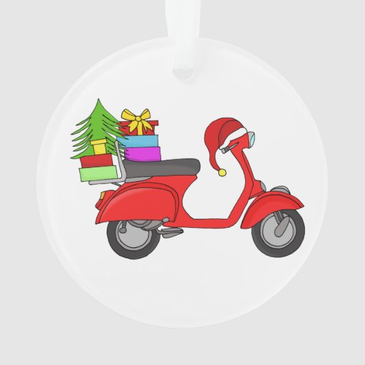 Met de hand getekende Kerst-scooter met cadeaus Ornament (achterkant)