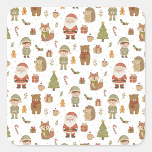 Met de hand getekende Kerst Woud Sticker