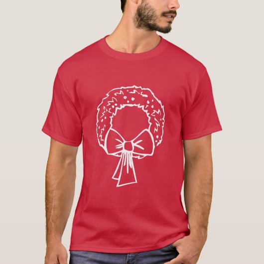 Met de hand getekende kerst Wreath T-shirt (Voorkant)