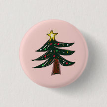 Met de Hand Getekende Kerstboom Ster Roze