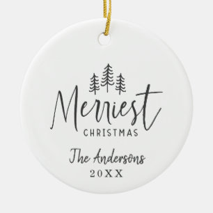 Met de hand getekende kerstboomfoto keramisch ornament