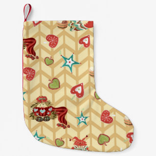 met de hand getekende kerstmis naadloos patroon v kleine kerstsok