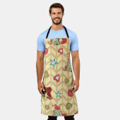  met de hand getekende kerstmis naadloos patroon v schort (Gedragen)