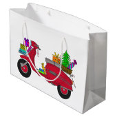 Met de hand getekende kerstscooter groot cadeauzakje (Achterkant Gekanteld)