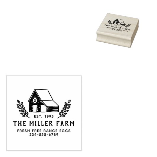 Met de hand getekende kippenren rustische familieb 	rubberstempel (Gestempeld)