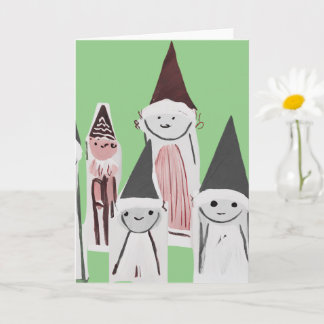 Met de Hand Getekende Kleine Kerstkarakters Kaart