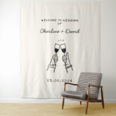 Met de Hand Getekende Krabbel Huwelijks Verwelkomi Wandkleed (In situ)