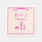 Met de hand getekende krabbel retro roze lint brui servet (Voorkant)