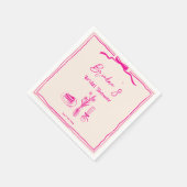 Met de hand getekende krabbel retro roze lint brui servet (Hoek)