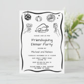 Met de Hand Getekende Krabbel Thanksgiving Diner U Kaart (Staand voorkant)
