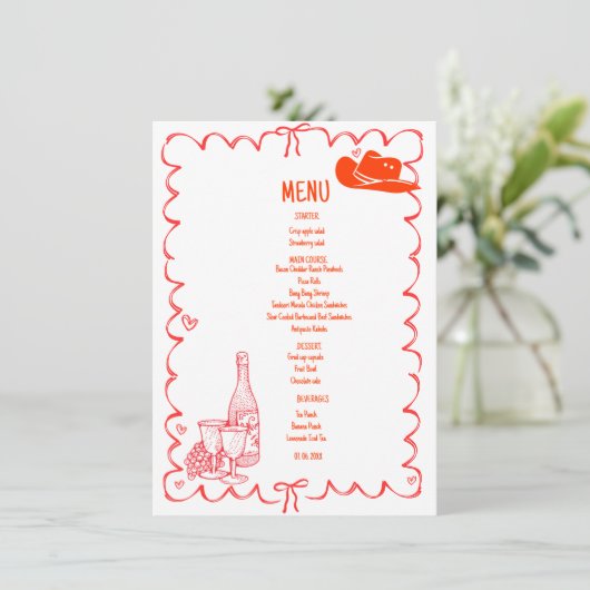 Met de hand getekende krabbel westerse illustratie menu (Staand voorkant)