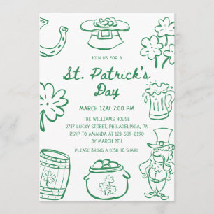 Met de Hand Getekende Krabbels St. Patrick's Dag U Kaart