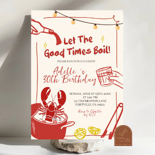 Met de hand getekende krabbenkoker verjaardagsfees kaart