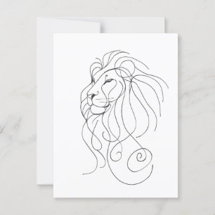 Met de Hand Getekende Leeuw - Minimalistische Lijn Briefkaart