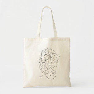 Met de Hand Getekende Leeuw - Minimalistische Lijn Tote Bag