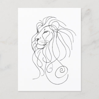 Met de Hand Getekende Leeuw - Minimalistische Lijn Uitnodiging Briefkaart