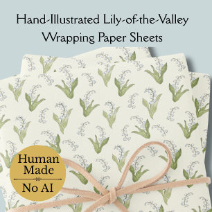 Met de Hand Getekende Lelietje-van-dalen Mooie Len Inpakpapier Vel