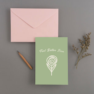 Met de hand getekende, Lijn Roos - Beterschap Bedankkaart