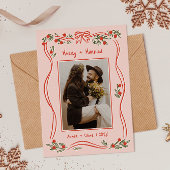 met de hand getekende Merry and Married Pink 2 Fo Feestdagenkaart