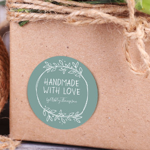 Met de hand getekende, met liefde gemaakte, gepers ronde sticker