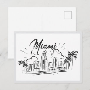 Met de hand getekende Miami Florida USA Briefkaart