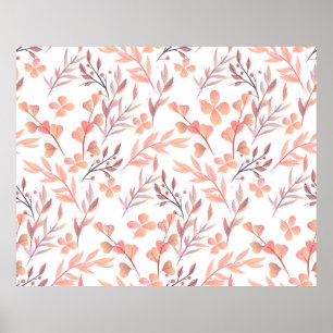 Met de hand getekende, naadloze, florale ornament poster
