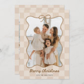 Met de hand getekende neutrale boogframe geruite f feestdagenkaart (Voorkant / Achterkant)