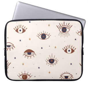 Met de hand getekende ogen Mystical Seamless Patte Laptop Sleeve