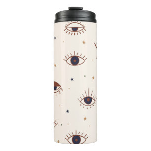 Met de hand getekende ogen Mystical Seamless Patte Thermosbeker