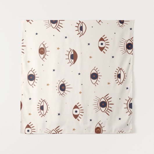 Met de hand getekende ogen Mystical Seamless Patte Wandkleed (Voorkant (horizontaal))