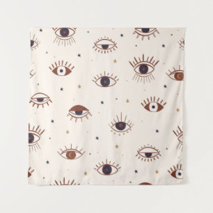 Met de hand getekende ogen Mystical Seamless Patte Wandkleed
