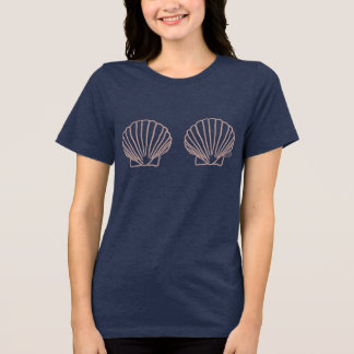 Met de hand getekende ondeugende schelpen Tri-Blend shirt