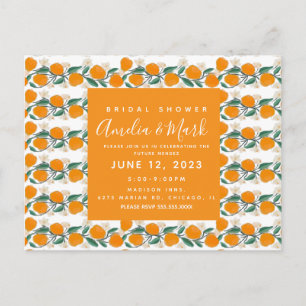 Met de Hand Getekende Oranje Botanische Abstracte  Briefkaart