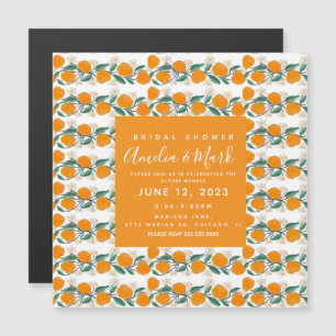 Met de Hand Getekende Oranje Botanische Abstracte Magnetische Uitnodiging