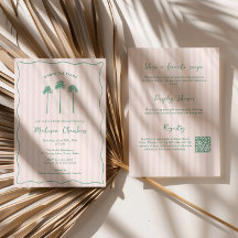 Met de hand getekende Palm Springs Roze Groene Bru