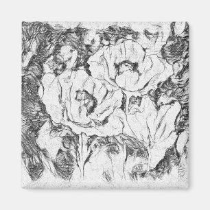 Met de hand getekende papavers bloemen bloemen magneet