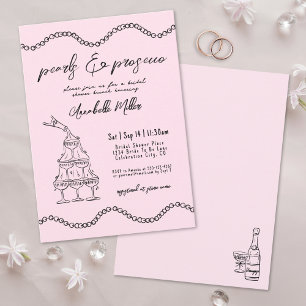 Met de Hand Getekende Parels Whimsical Prosecco Br Kaart