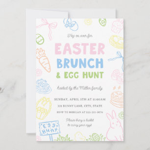 Met de hand getekende pastel Easter Brunch & Eiere