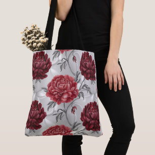 Met de Hand Getekende Pioen Tote Tas – Elegante Ka