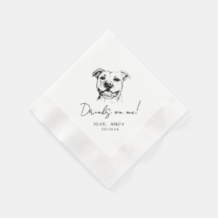 Met de hand getekende Pit Bull Drinks on me Cockta Servet