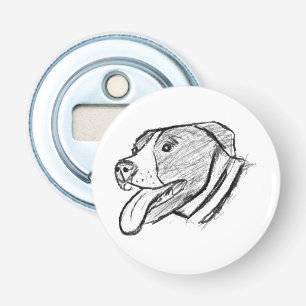 met de hand getekende pitbull foto hond dierenlief button flesopener