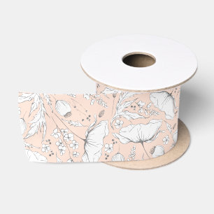 Met de hand getekende potlood wilde bloemen elegan lint