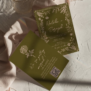 Met de Hand Getekende QR Code Graslanden Bloemige  Kaart