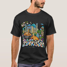 Met de hand getekende reisart Uzbekistan Landmark