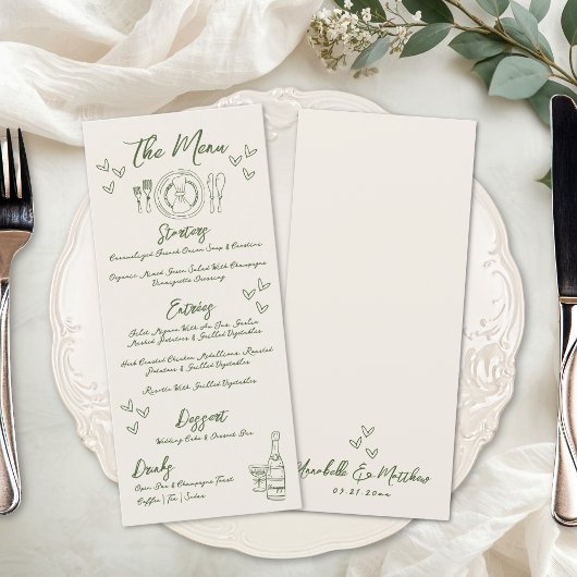 Met de Hand Getekende Retro Bruiloft Menu