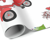 Met de hand getekende retro kerstscooter cadeaupapier (Rol Hoek)