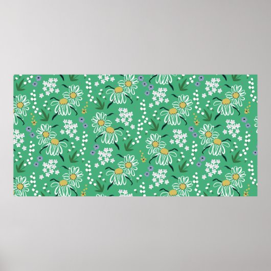 met de hand getekende retro schattige bloemen en poster (Voorkant)