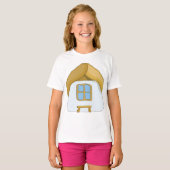 Met de Hand Getekende Rieten Cottage Kleine Huis T-shirt (Voorkant volledig)