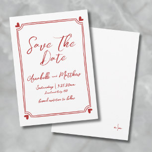 Met de Hand Getekende Rode Trouwdag Bewaar De Datu Save The Date